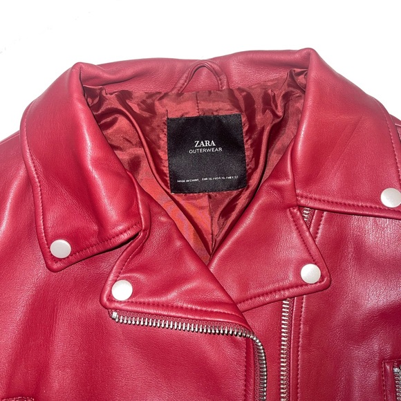 Zara TRF FAUX LEATHER MOTORCYCLE JACKET - Picture 3 of 5